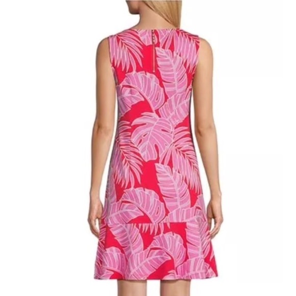 Tommy Bahama Darcy Peninsula Palms Dress XS Pink Red Tropical Sleeveless - Picture 2 of 13